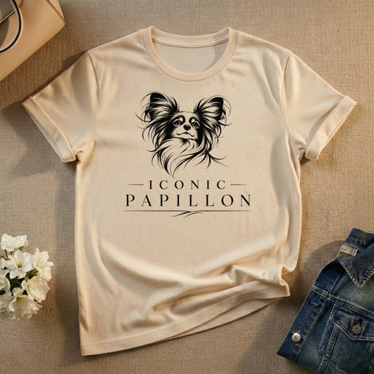 Iconic Papillon Dog Graphic Tee Relaxed Fit