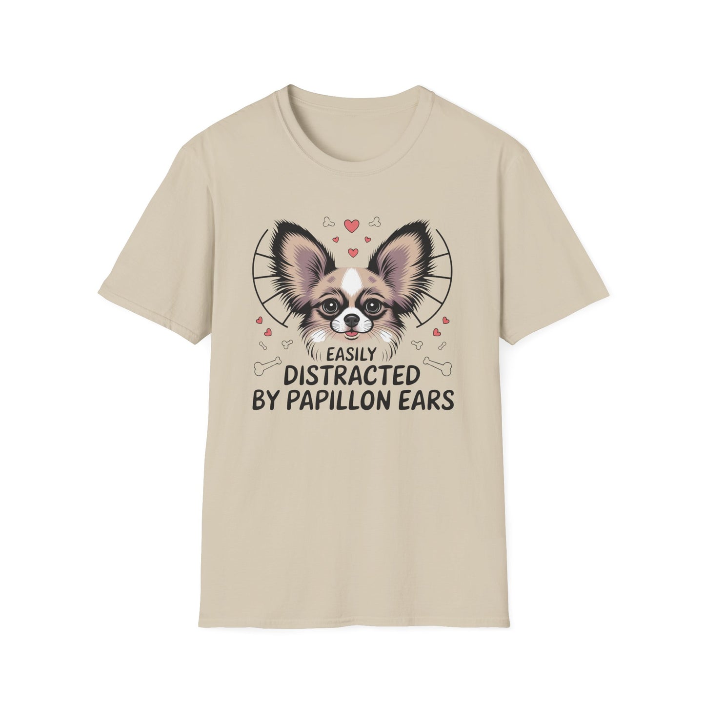 Easily Distracted by Papillon Ears T-Shirt, Dog Lover T-Shirt, Pet Gifts, Funny Canine Tee, Unisex Dog Mom Shirt