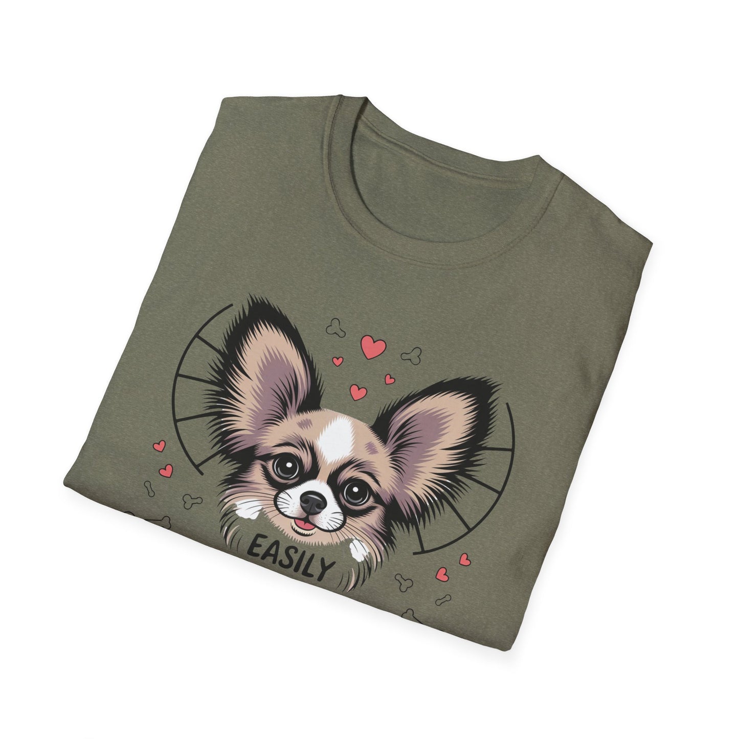 Easily Distracted by Papillon Ears T-Shirt, Dog Lover T-Shirt, Pet Gifts, Funny Canine Tee, Unisex Dog Mom Shirt