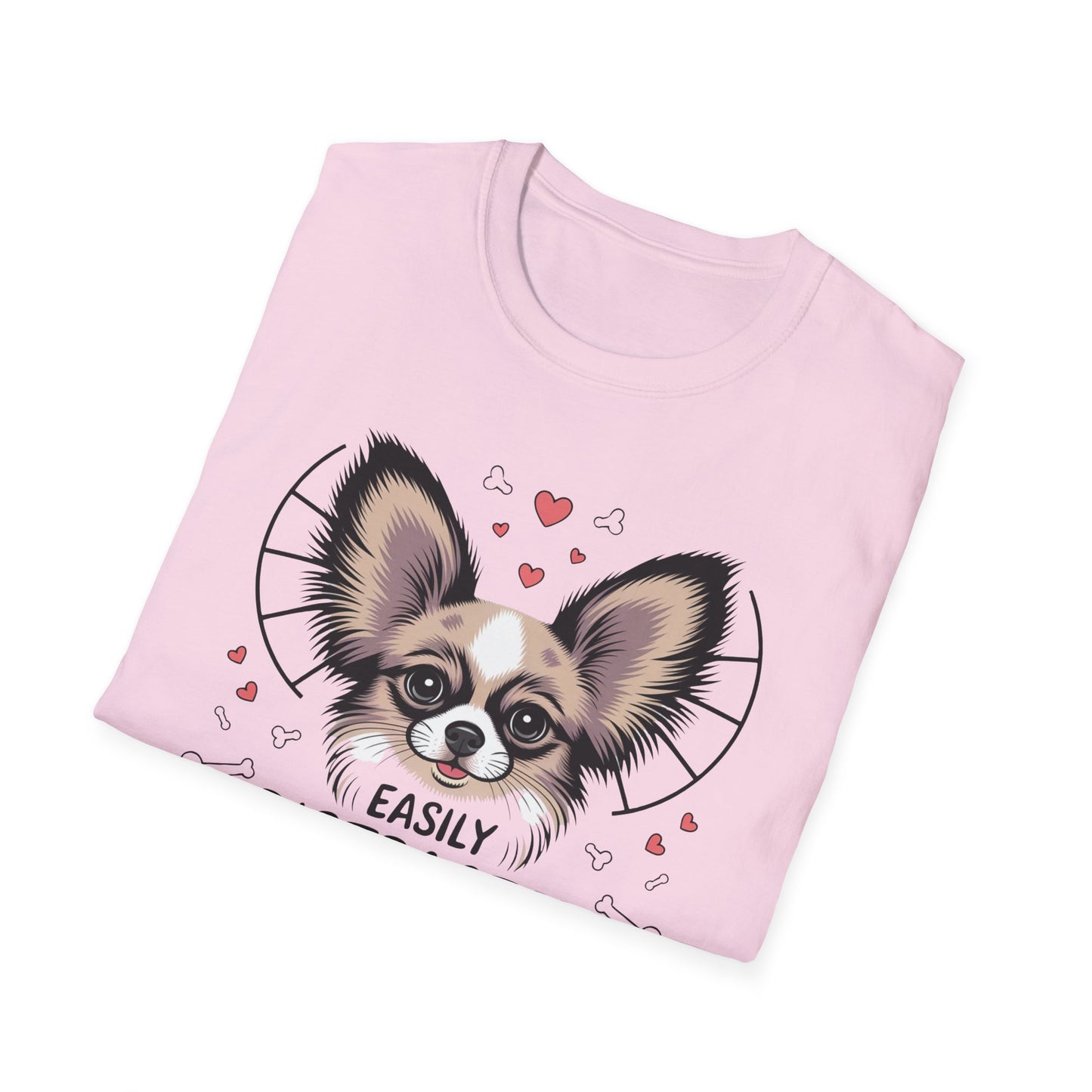 Easily Distracted by Papillon Ears T-Shirt, Dog Lover T-Shirt, Pet Gifts, Funny Canine Tee, Unisex Dog Mom Shirt