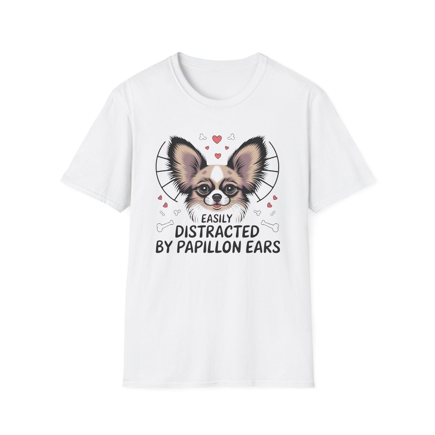 Easily Distracted by Papillon Ears T-Shirt, Dog Lover T-Shirt, Pet Gifts, Funny Canine Tee, Unisex Dog Mom Shirt