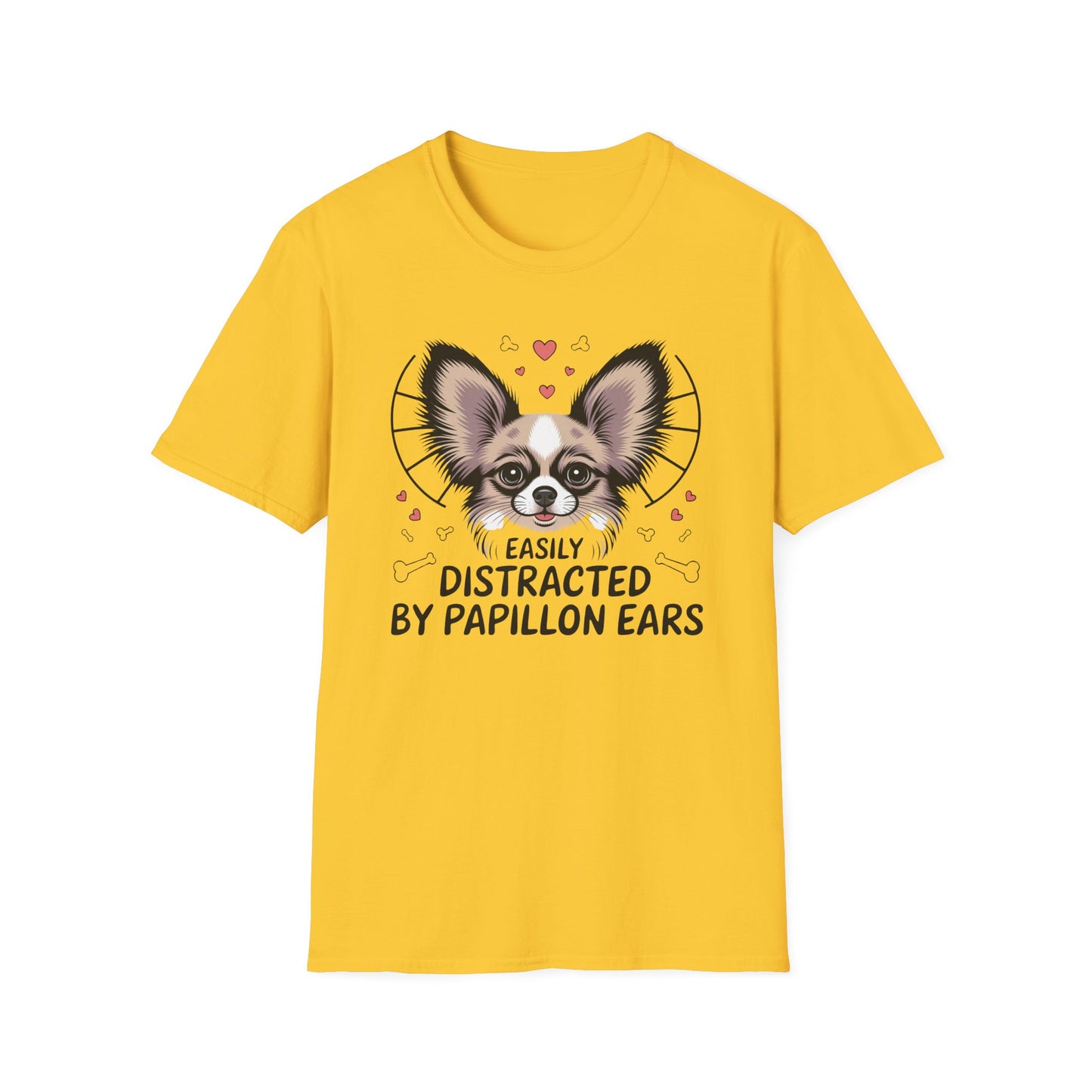 Easily Distracted by Papillon Ears T-Shirt, Dog Lover T-Shirt, Pet Gifts, Funny Canine Tee, Unisex Dog Mom Shirt