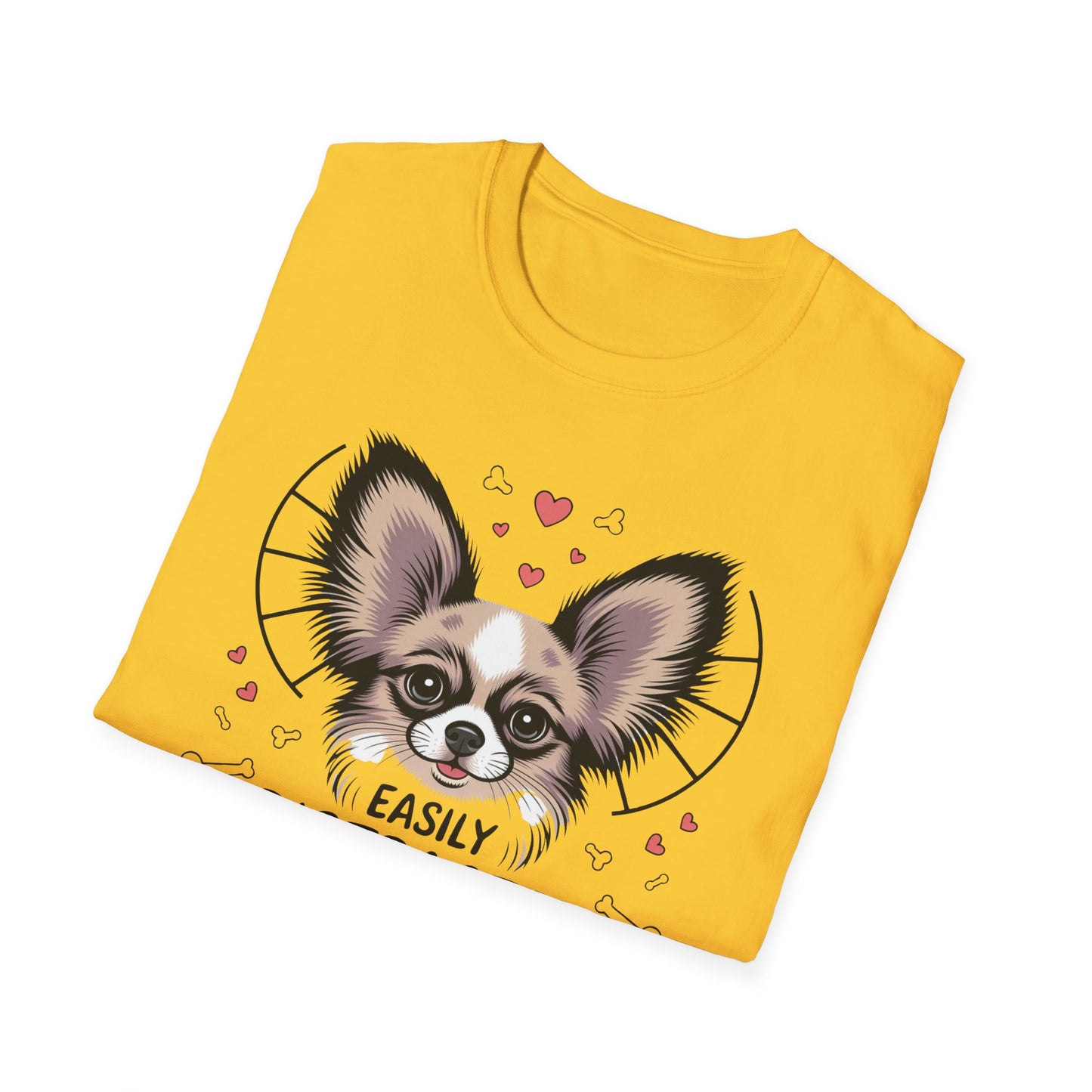Easily Distracted by Papillon Ears T-Shirt, Dog Lover T-Shirt, Pet Gifts, Funny Canine Tee, Unisex Dog Mom Shirt