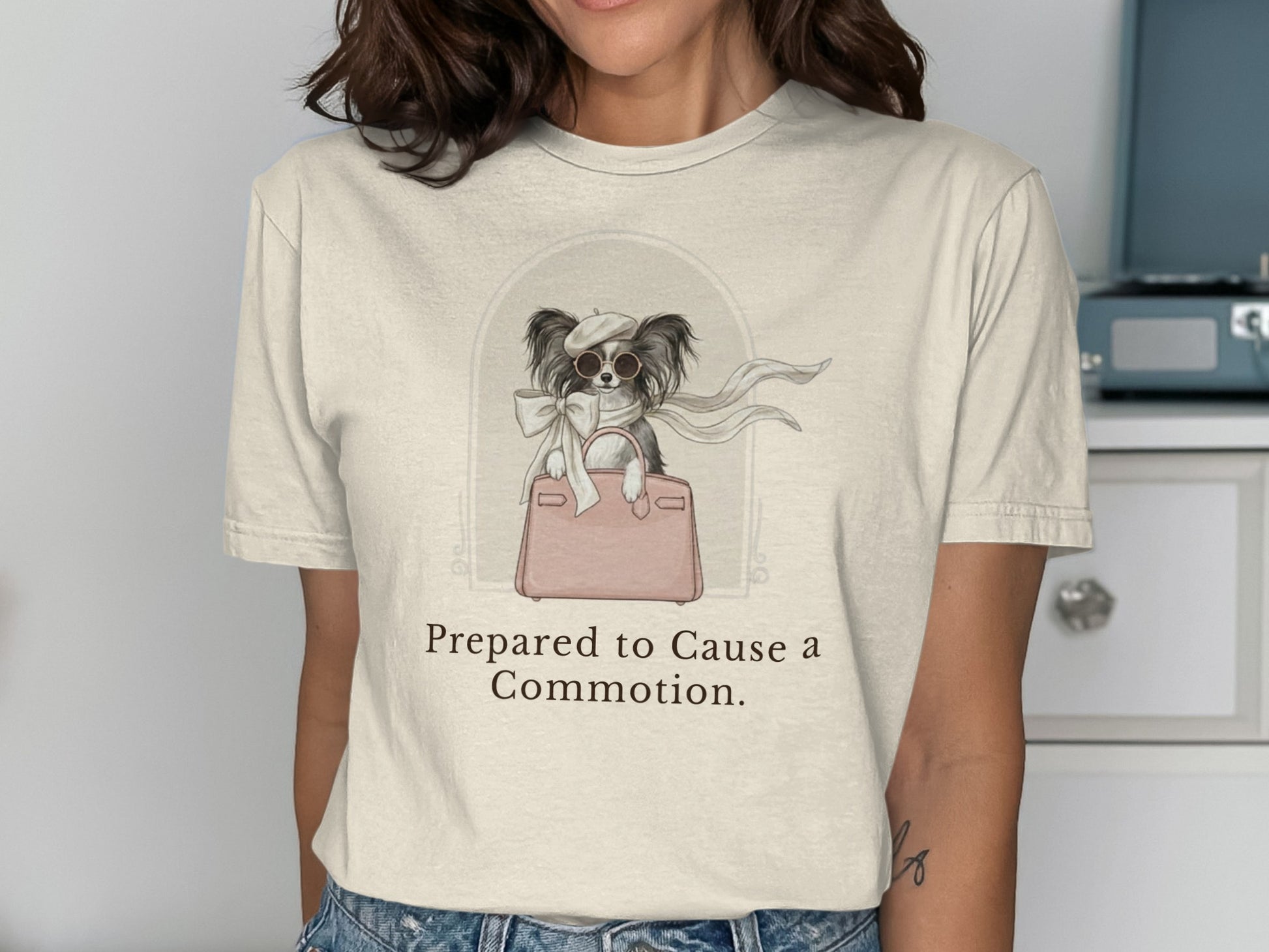 Prepared to Cause a Commotion Dog Graphic T-shirt