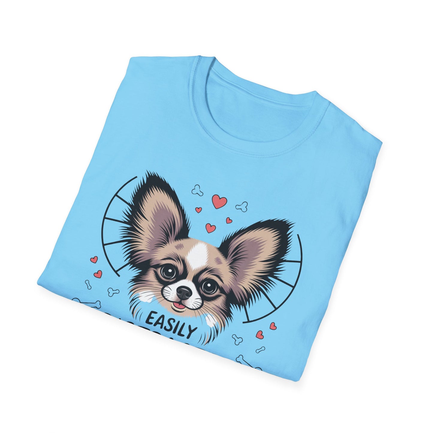 Easily Distracted by Papillon Ears T-Shirt, Dog Lover T-Shirt, Pet Gifts, Funny Canine Tee, Unisex Dog Mom Shirt