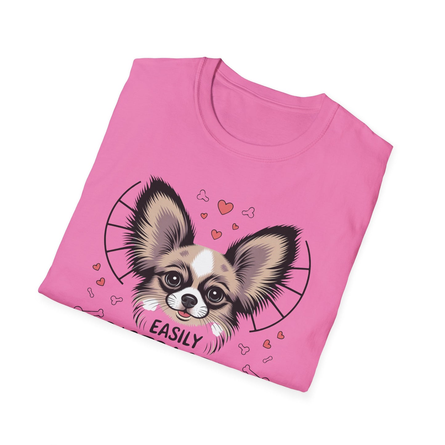 Easily Distracted by Papillon Ears T-Shirt, Dog Lover T-Shirt, Pet Gifts, Funny Canine Tee, Unisex Dog Mom Shirt