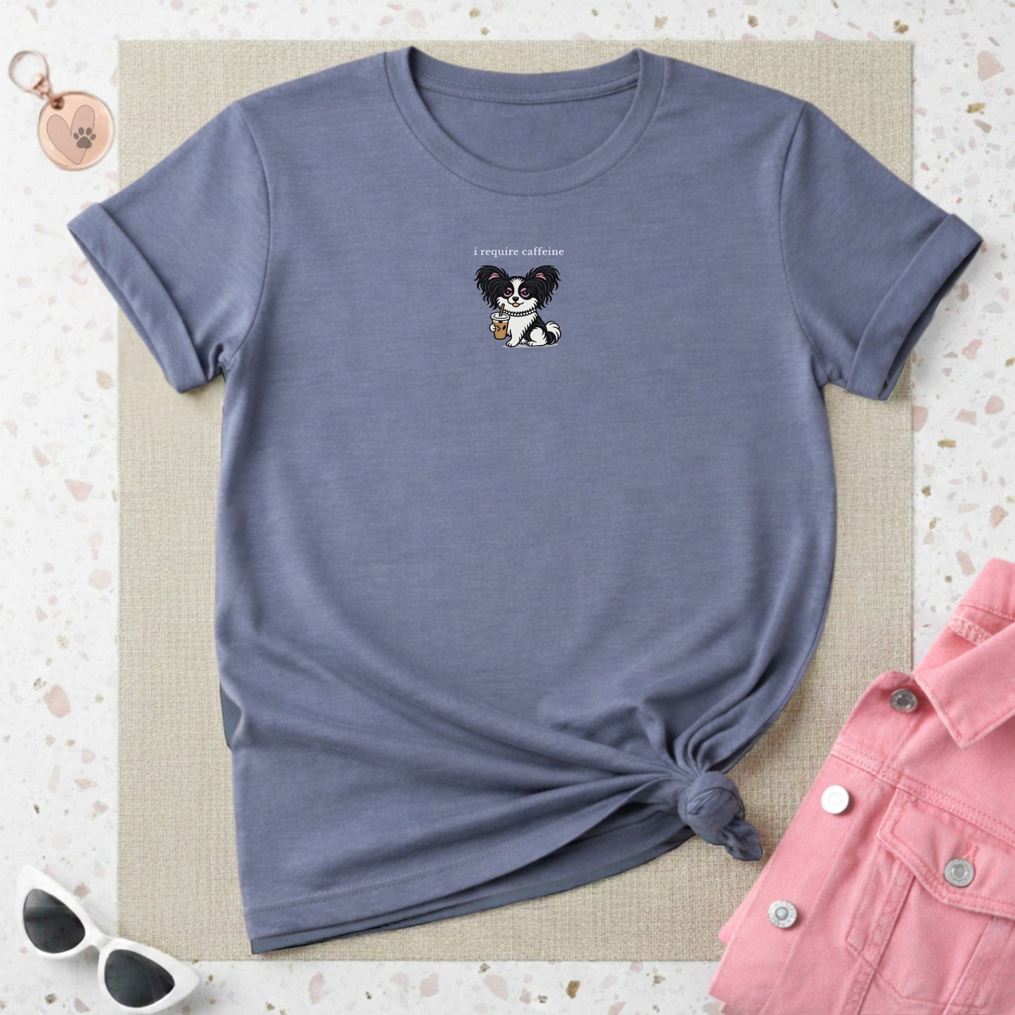 I require caffeine cute dog graphic T-shirt