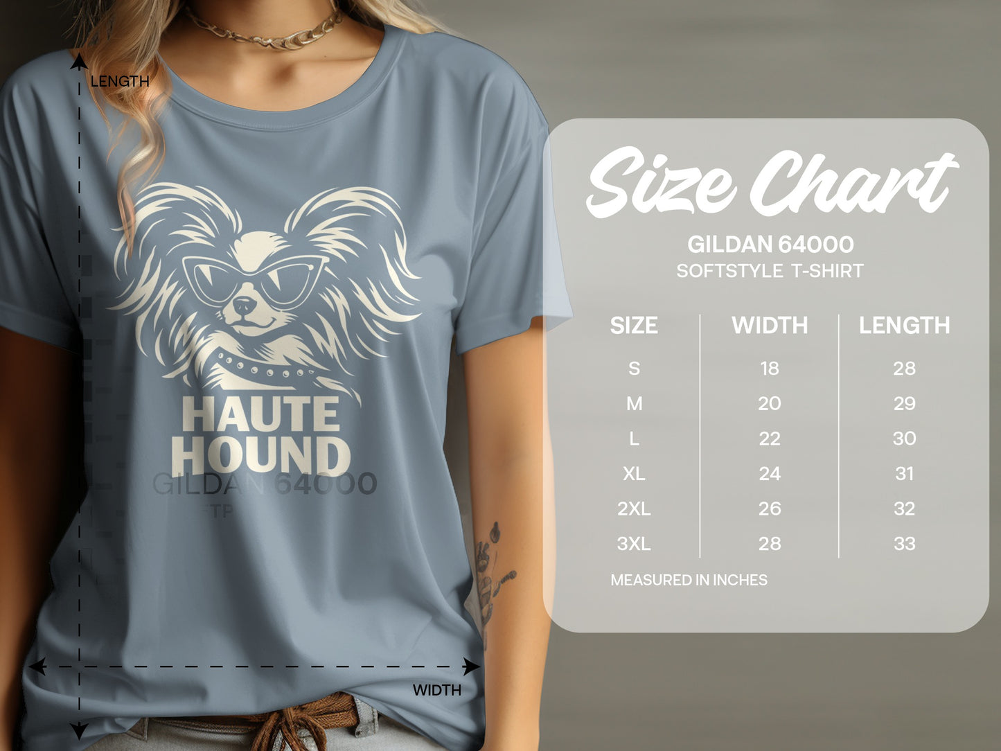 Haute Hound Dog Graphic Gildan 64000 T-Shirt