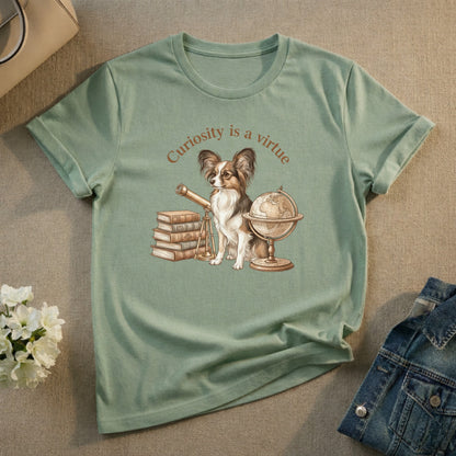 Curiosity is a virtue graphic t-shirt for dog lovers