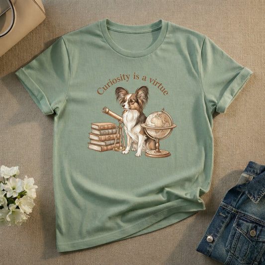 Curiosity is a virtue graphic t-shirt for dog lovers