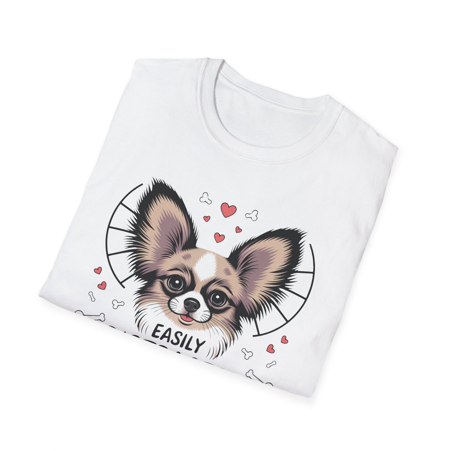 Easily Distracted by Papillon Ears T-Shirt, Dog Lover T-Shirt, Pet Gifts, Funny Canine Tee, Unisex Dog Mom Shirt