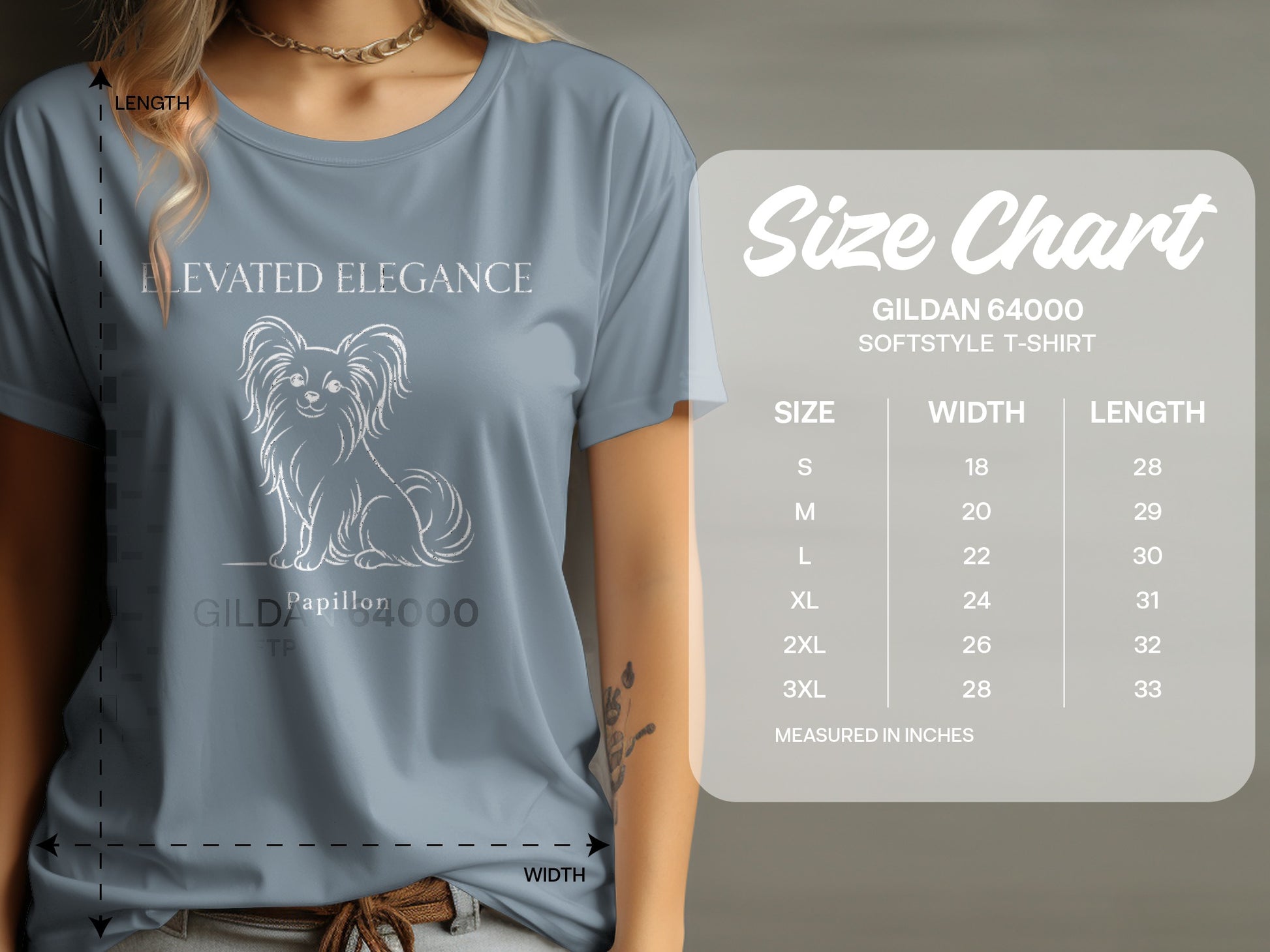 Elevated Elegance Papillon Graphic Tee  Gildan 64000 T-Shirt