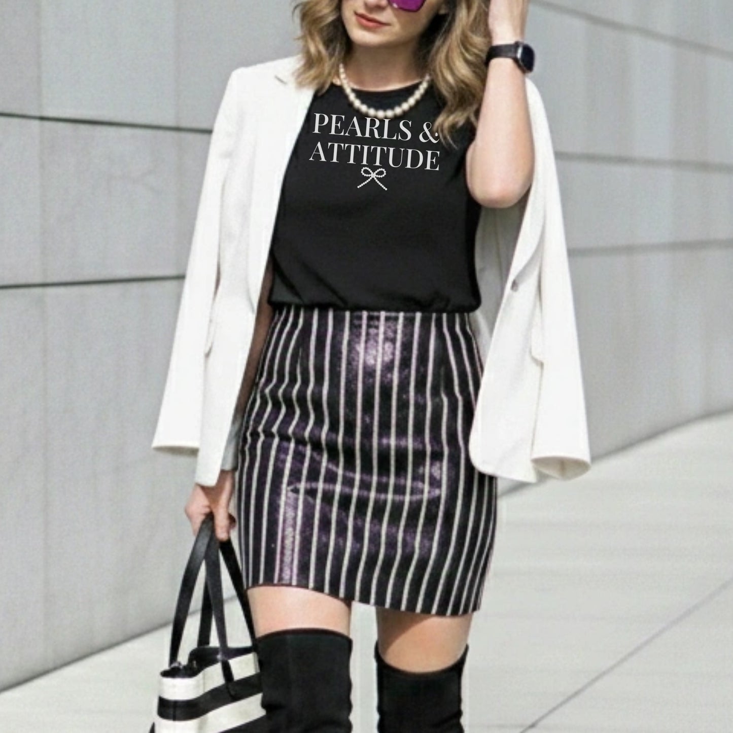 Stylish Black Pearls & Attitude Graphic Tee product