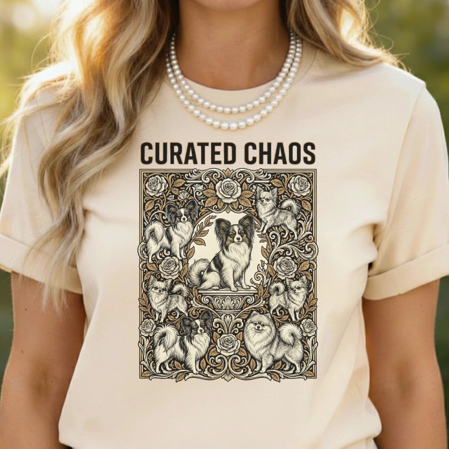 Curated Chaos Decorative Dog Print T-Shirt