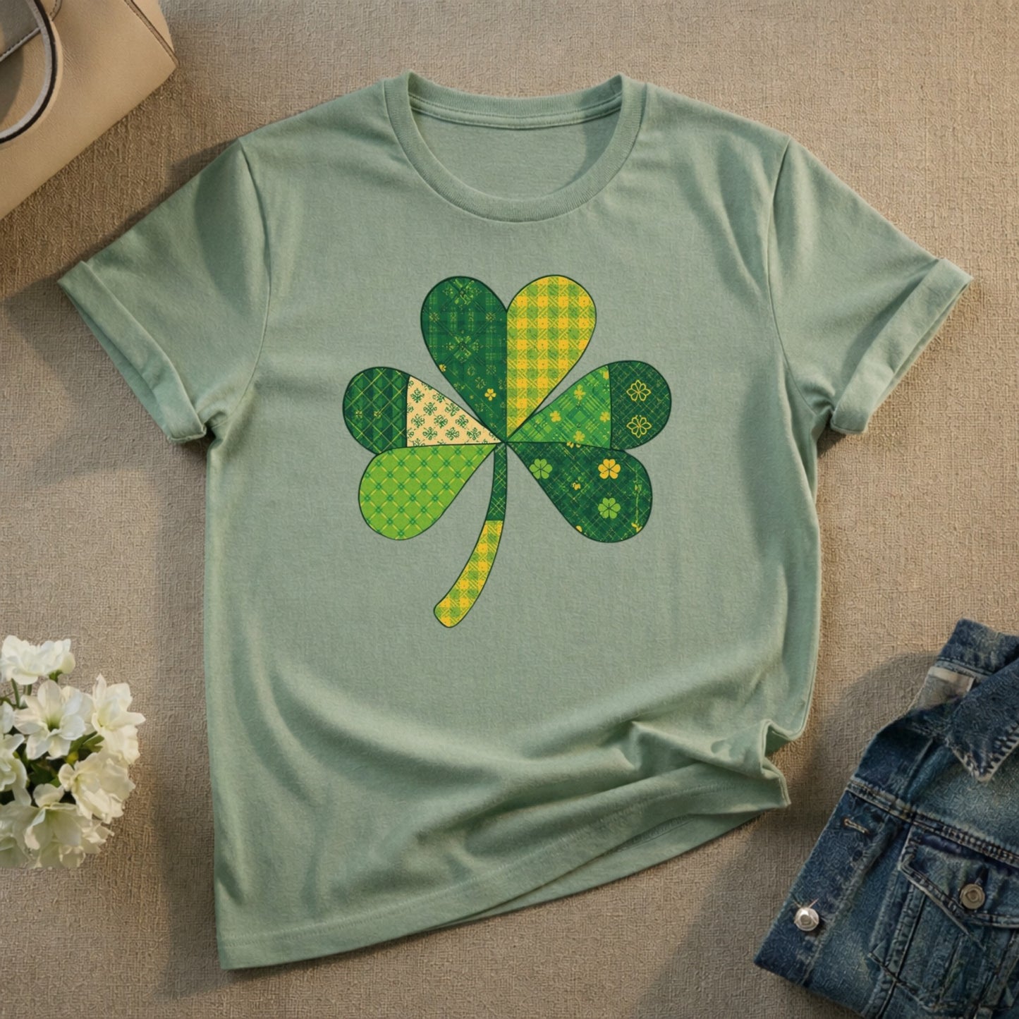 Stylish Patchwork Shamrock Graphic T-shirt For All Occasions