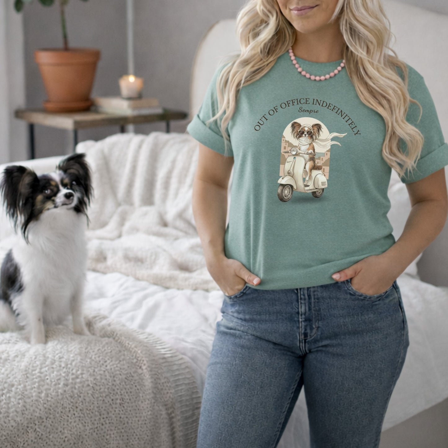 Out of Office Indefinitely Scooter Dog Graphic T-Shirt