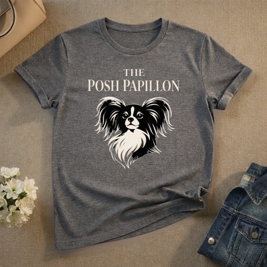 The Posh Papillon Graphic Tee with Dog Print Design