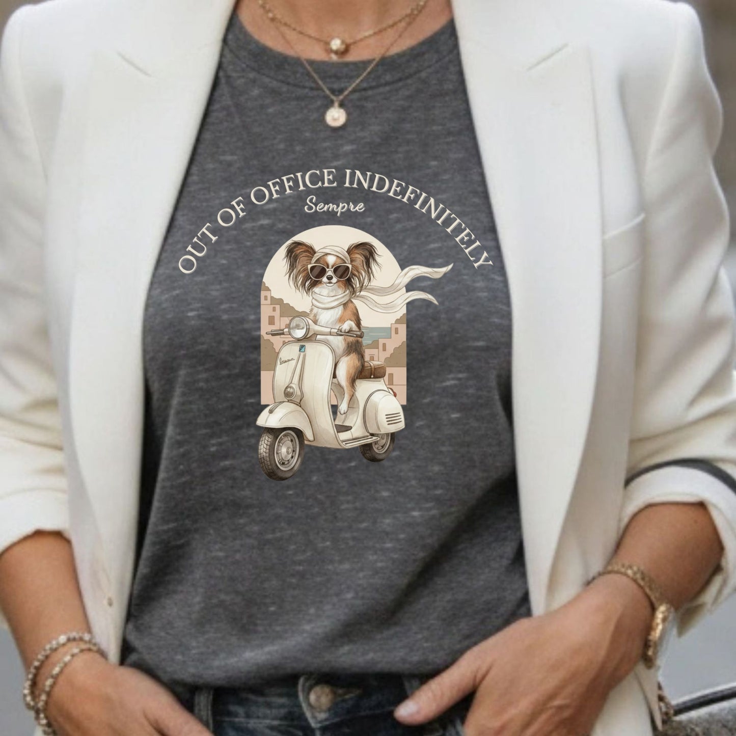 Out of Office Indefinitely Sempre Scooter Dog Shirt