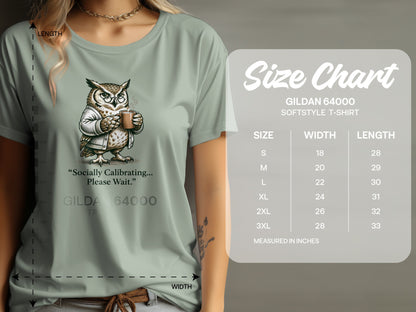 Socially Calibrating Please Wait Owl Graphic T-Shirt