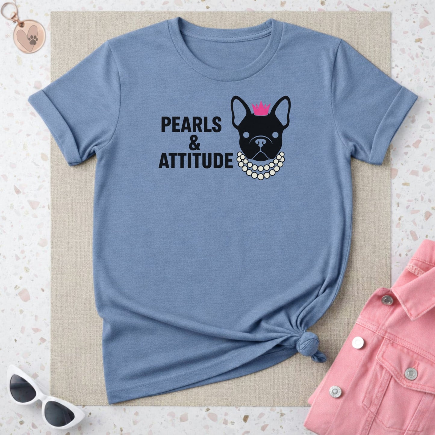 Pearls and Attitude French Bulldog Graphic Tee