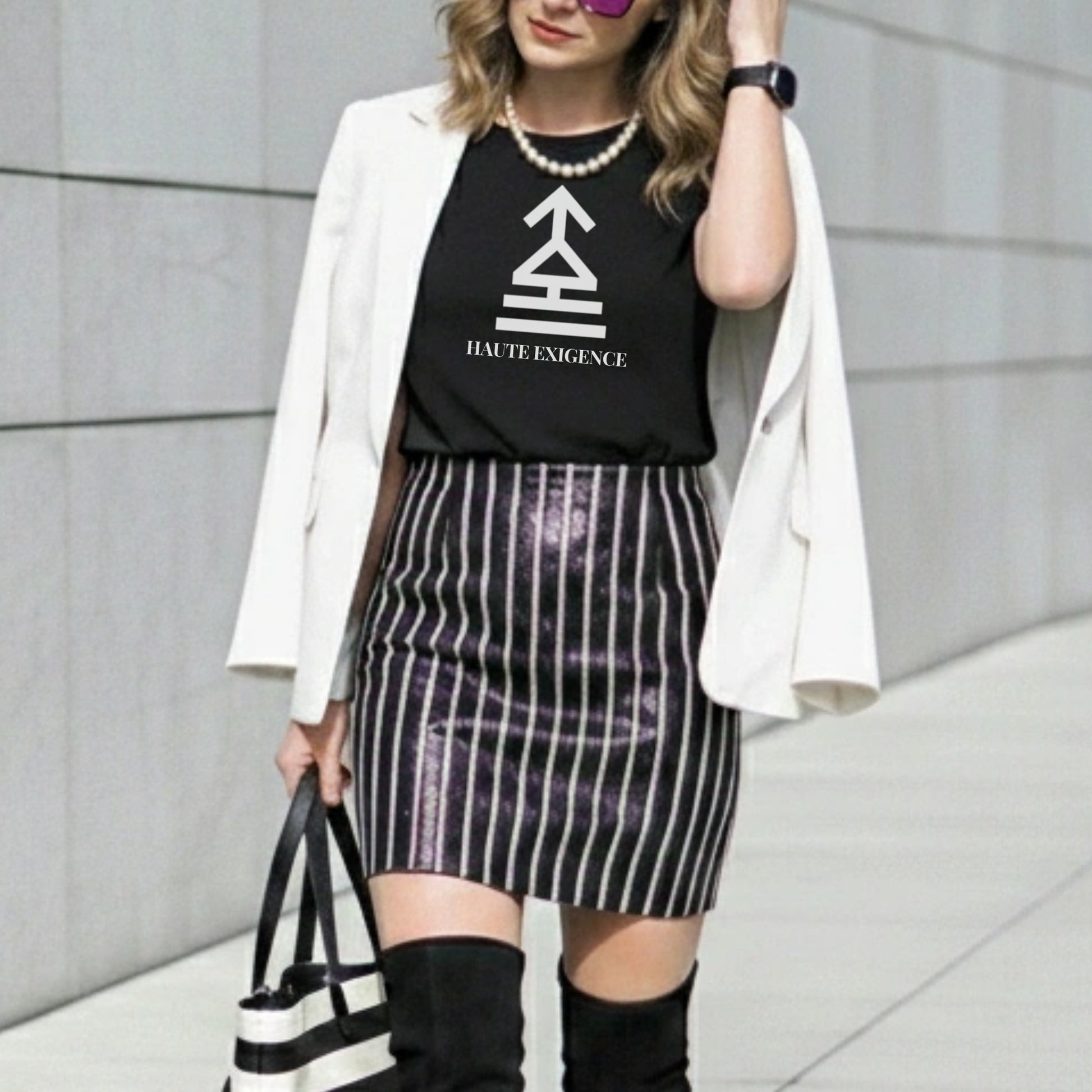 Stylish Haute Exigence Graphic Top and Stylish Skirt Set