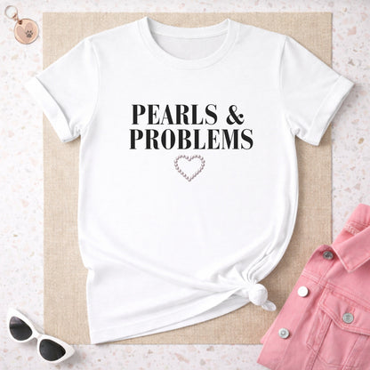 Pearls and Problems Heart Graphic Tee Shirt