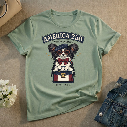 America 250 Freedom in Style Dog Design T-Shirt