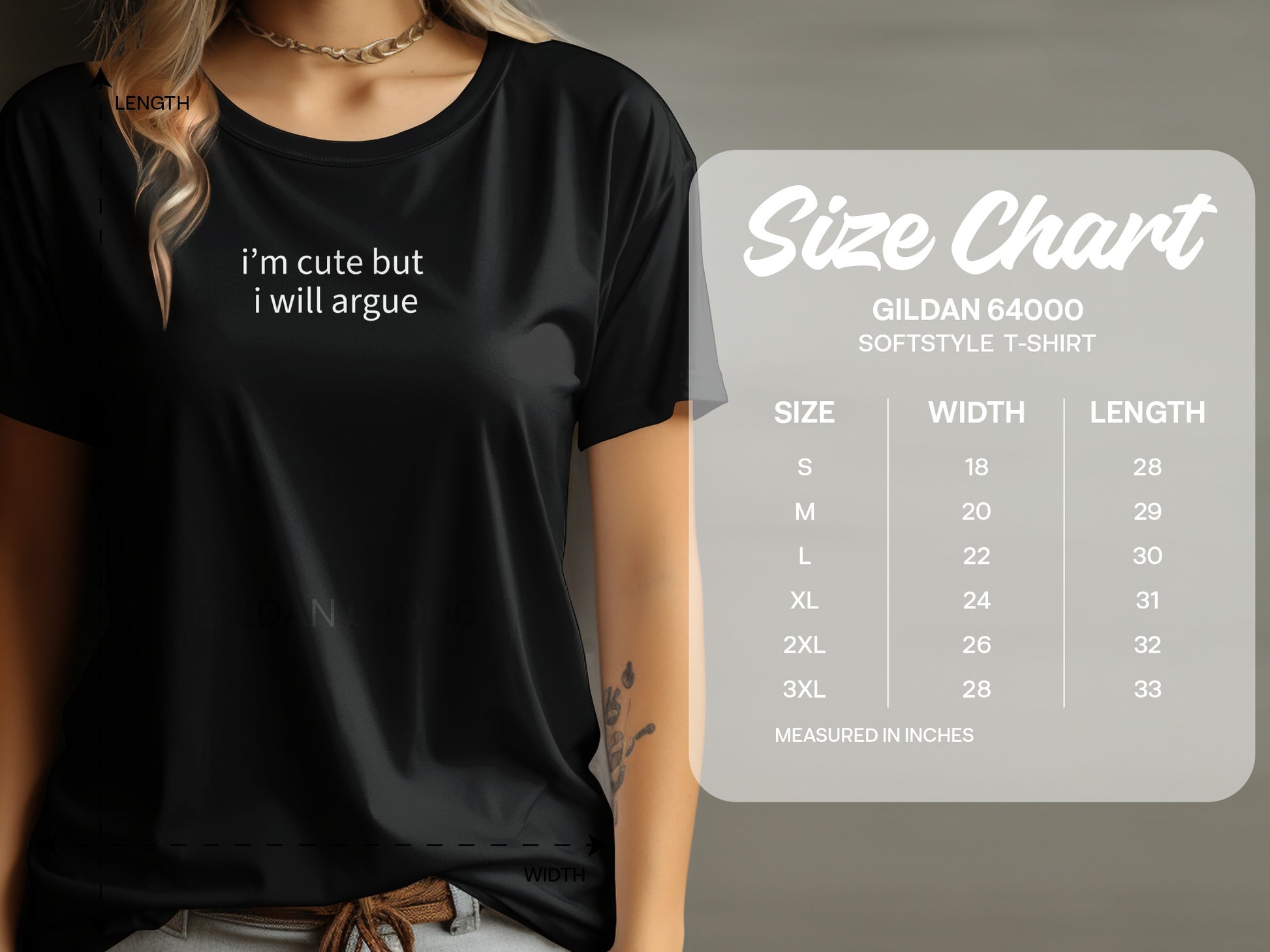 I'm Cute But I Will Argue Gildan 64000 Softstyle T-Shirt
