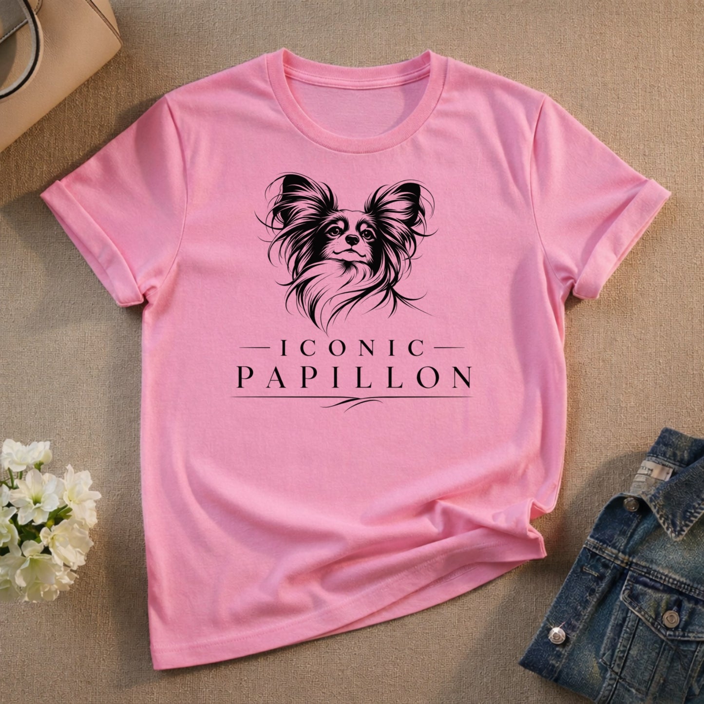 Iconic Papillon Graphic Pink Shirt Fashionable Wear