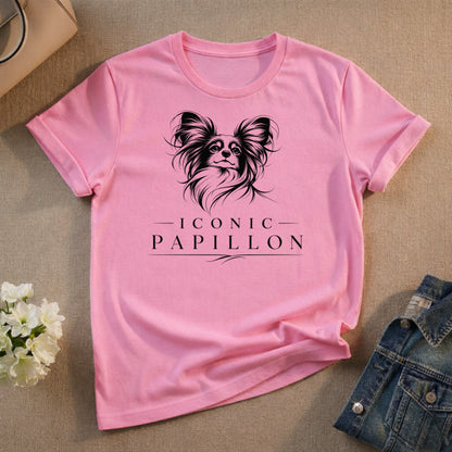 Iconic Papillon Graphic Pink Shirt Fashionable Wear