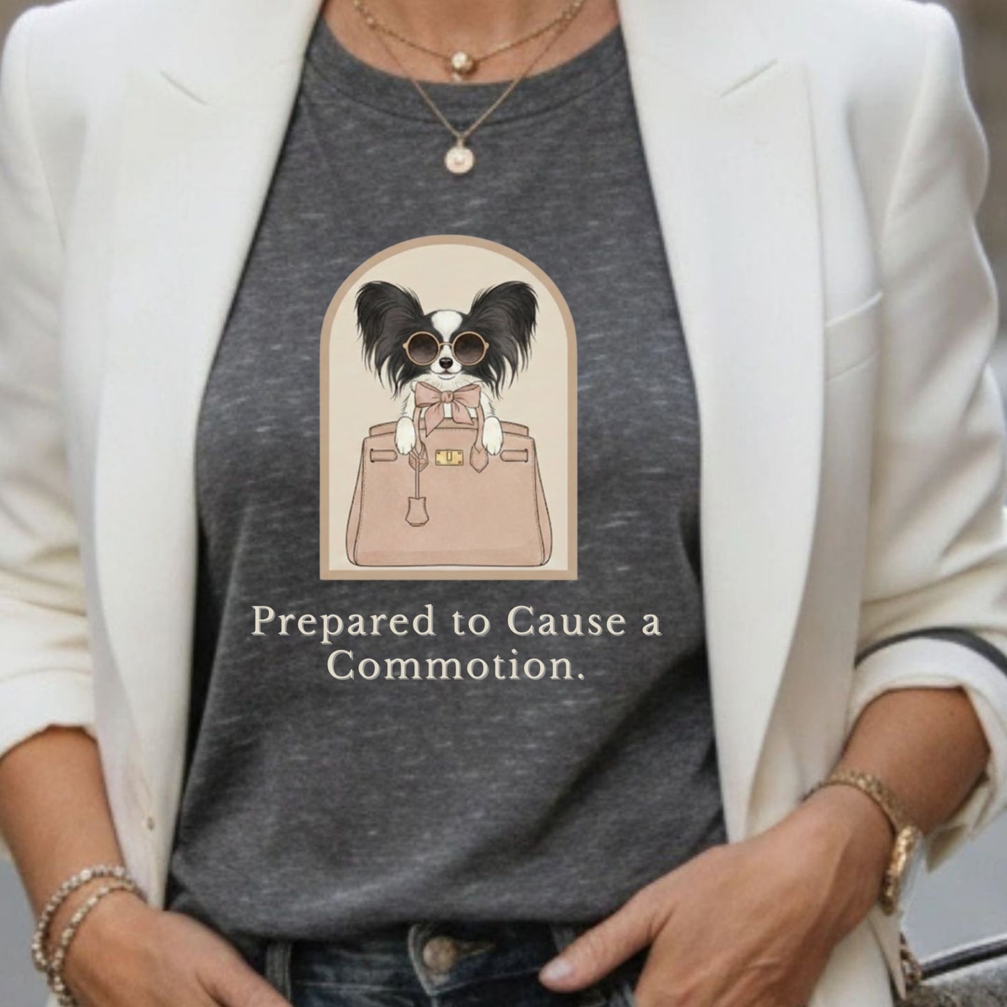 Prepared to Cause a Commotion Dog T-Shirt Product