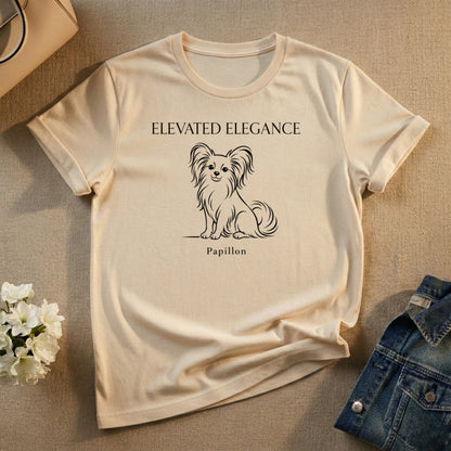 Elevated Elegance Papillon Dog Graphic Tee Shirt
