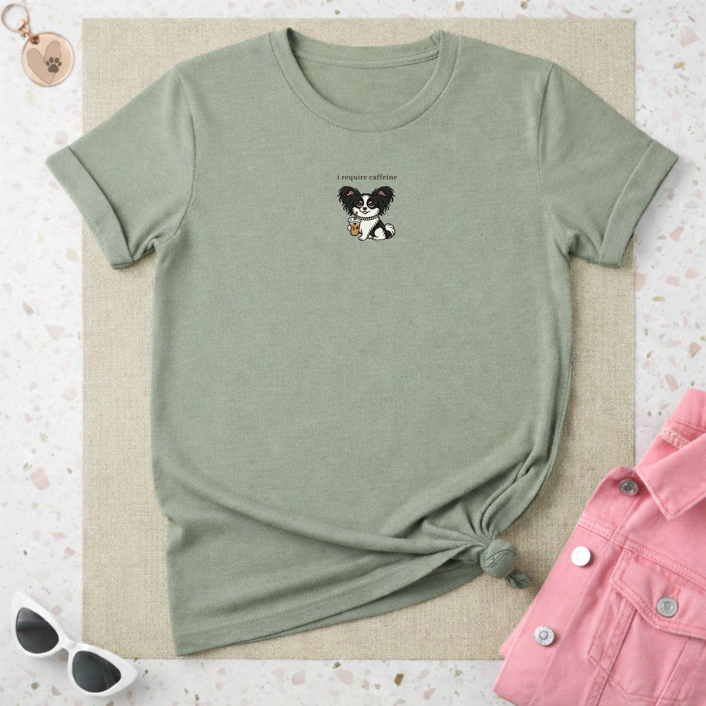 I Require Caffeine Cute Dog Graphic T-Shirt Product