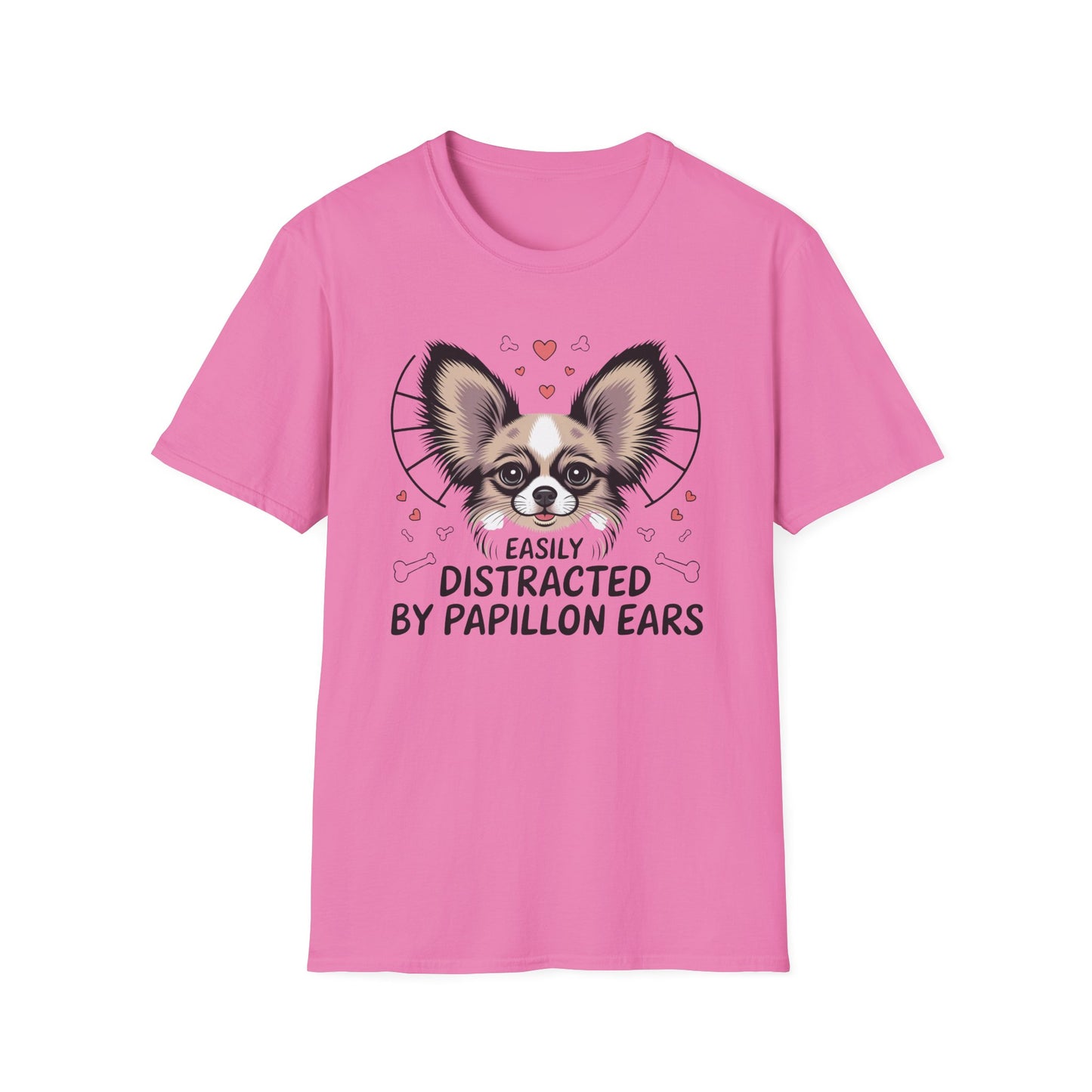 Easily Distracted by Papillon Ears T-Shirt, Dog Lover T-Shirt, Pet Gifts, Funny Canine Tee, Unisex Dog Mom Shirt