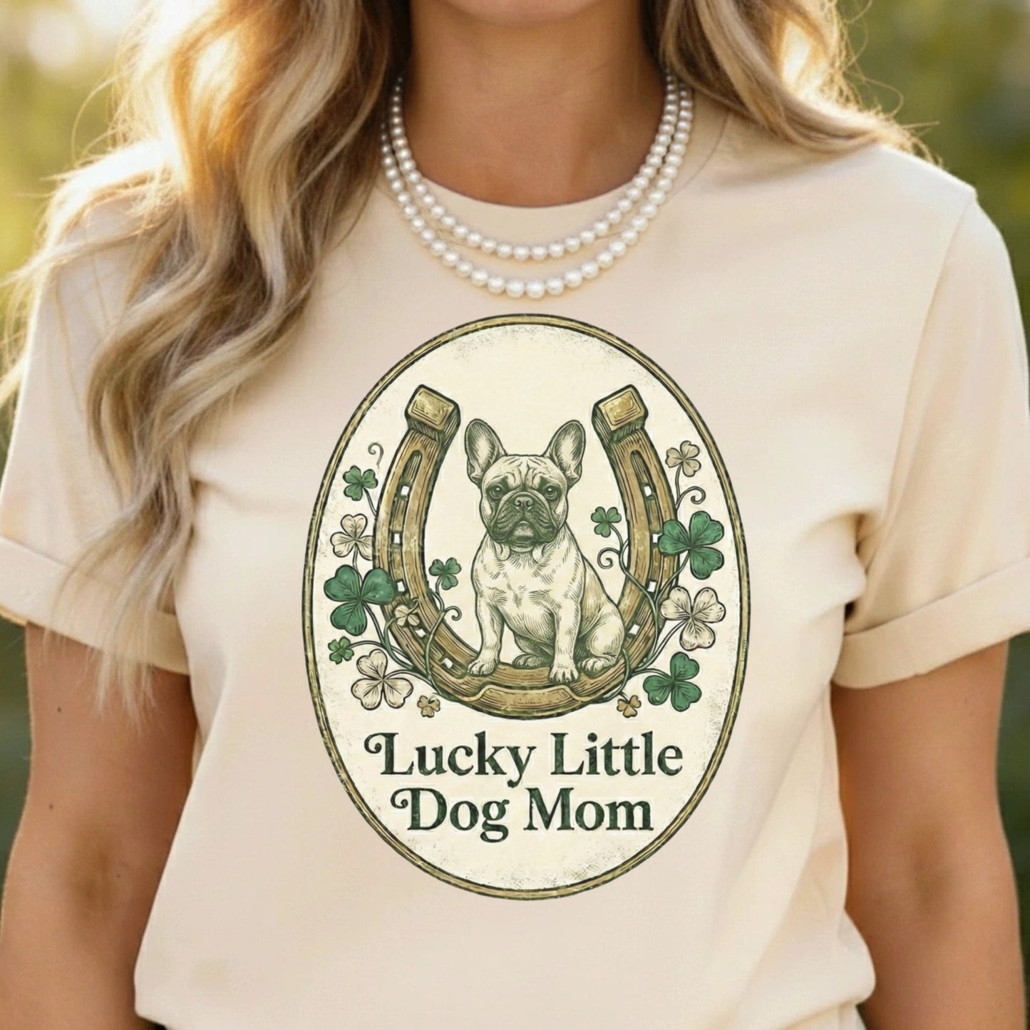 Lucky Little Dog Mom Shirt with Vintage Style Design