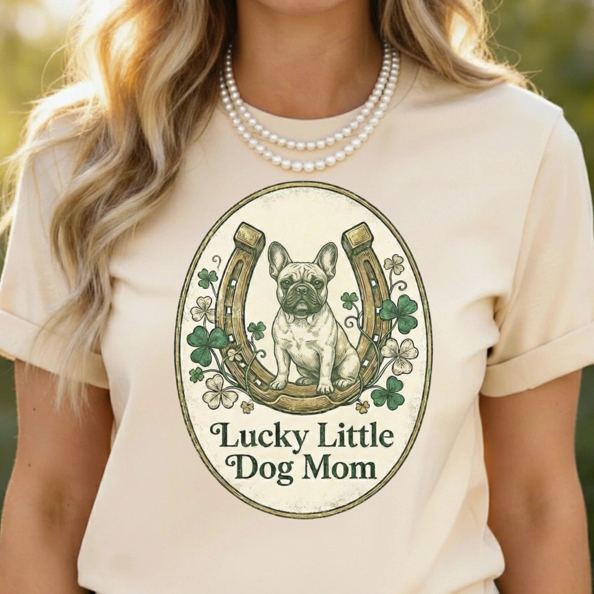 Lucky Little Dog Mom Shirt with Vintage Style Design