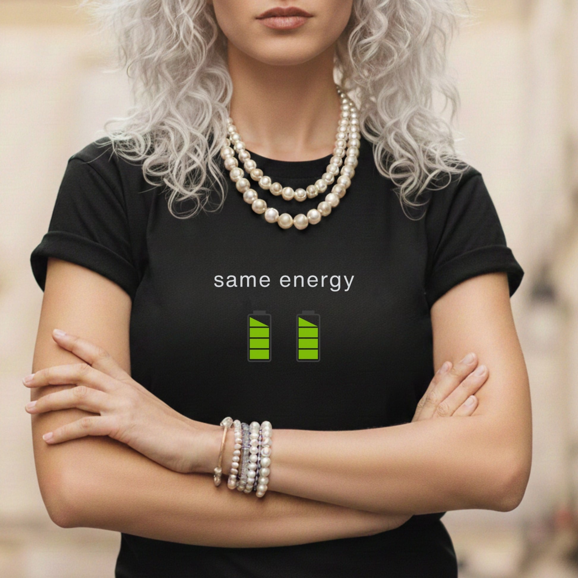 Same Energy Battery Charged Print T-shirt Product
