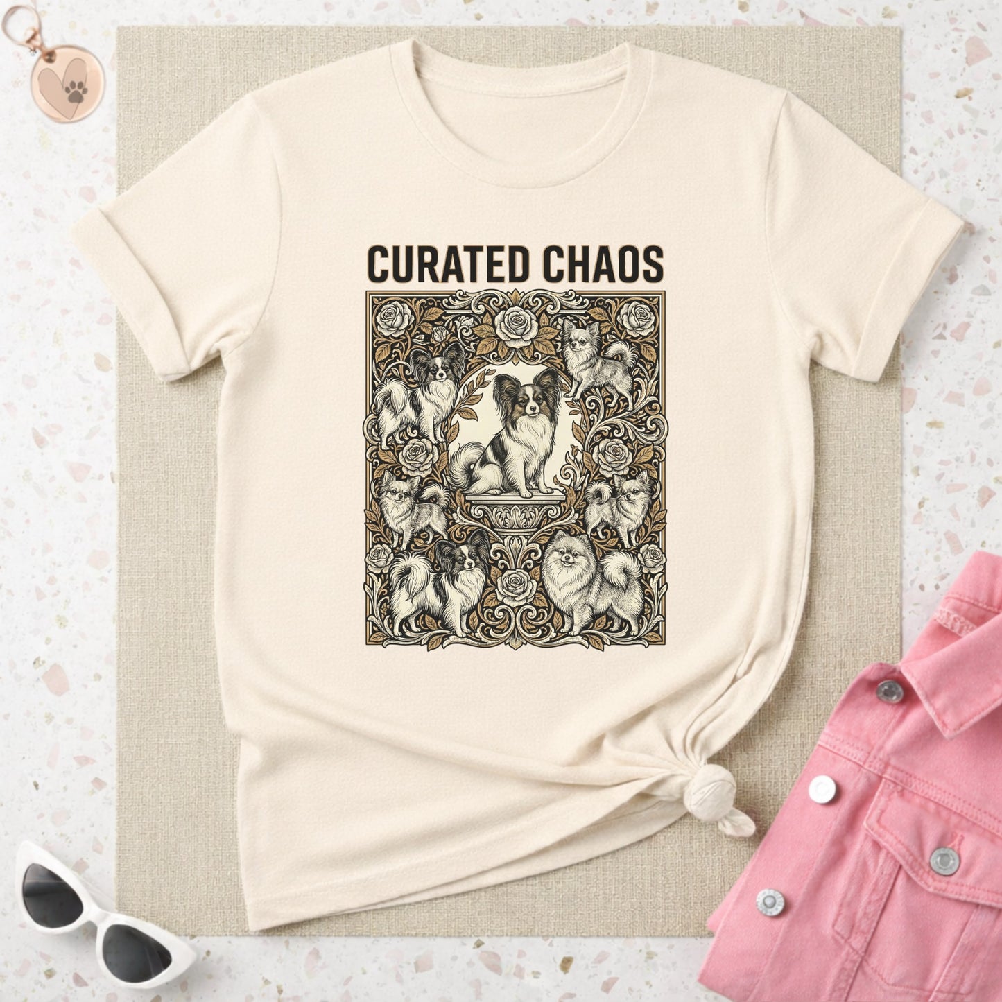 Curated Chaos Intricate Dog Design Graphic T-shirt
