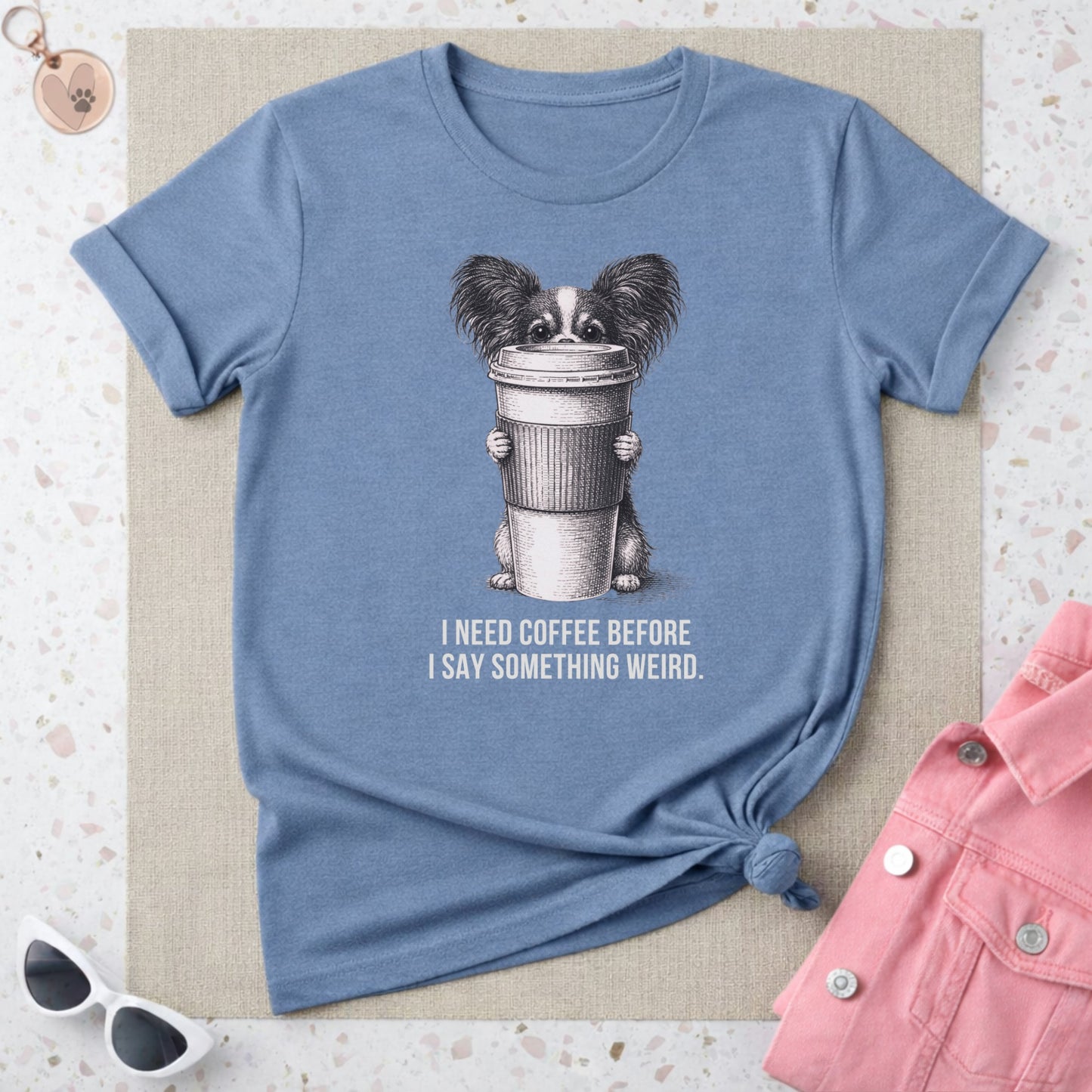 Funny Dog Holding Coffee I Need Coffee Graphic T-shirt