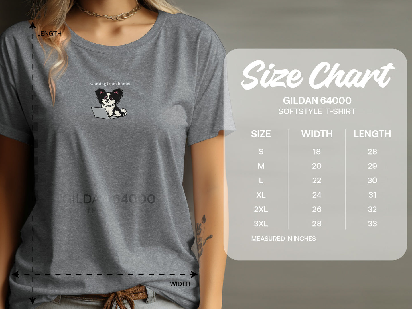 Working from Home Funny Dog Gildan Softstyle T-shirt