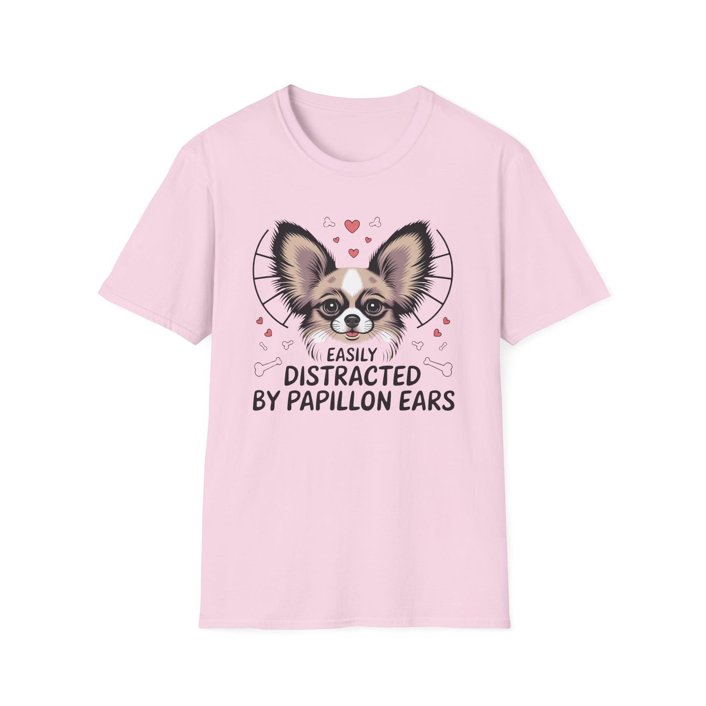 Easily Distracted by Papillon Ears T-Shirt, Dog Lover T-Shirt, Pet Gifts, Funny Canine Tee, Unisex Dog Mom Shirt