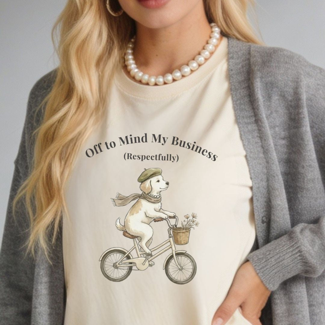 Off to Mind My Business Respectfully T-Shirt — Dog Graphic,  Introvert Humor Tee