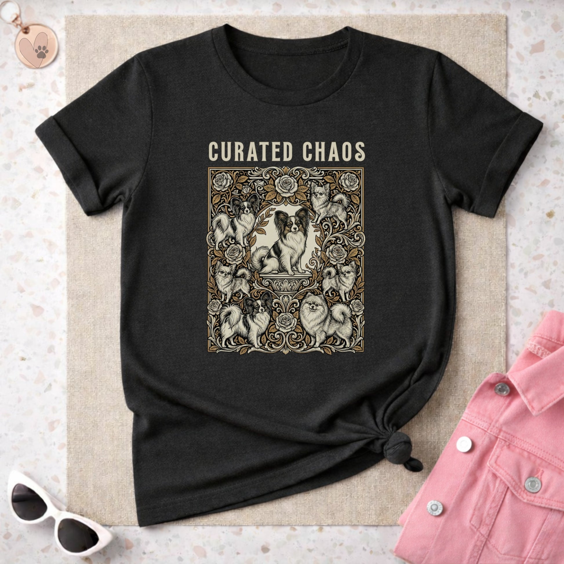 Curated Chaos Intricate Dog Design Black T-Shirt