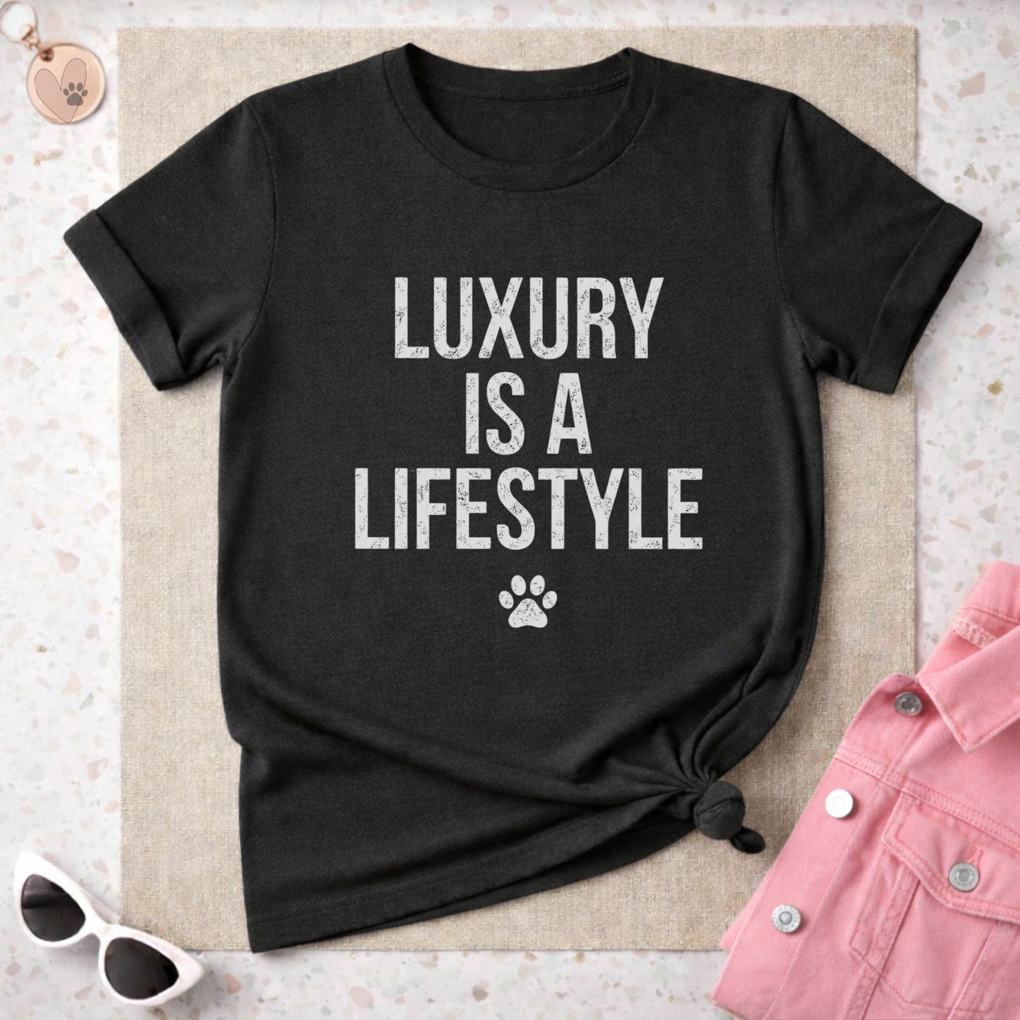 Luxury Is A Lifestyle Paw Print Graphic T-Shirt