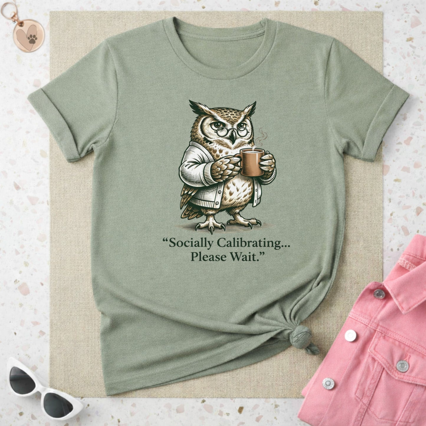 Socially Calibrating Please Wait Owl T-Shirt