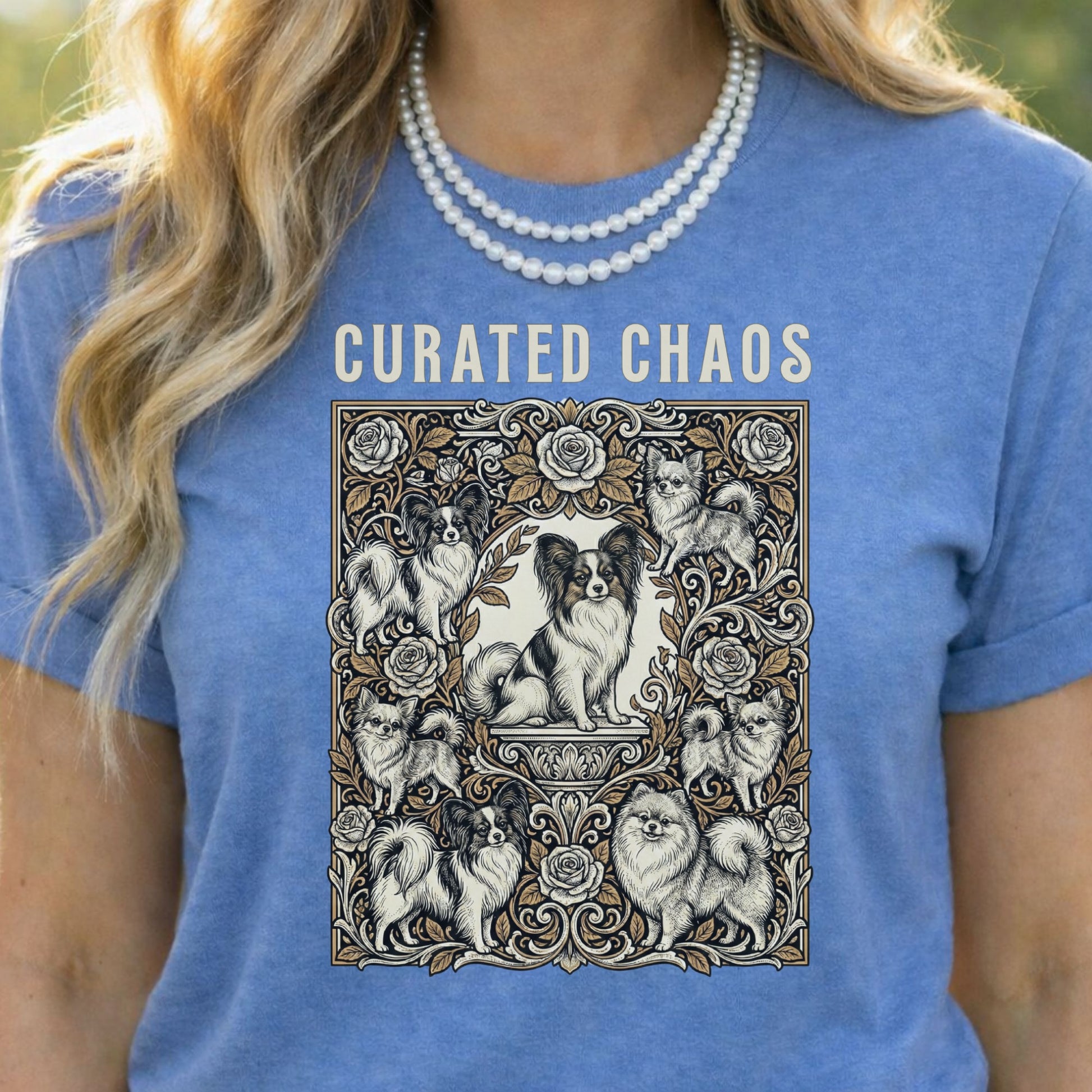 Curated Chaos Artistic Dog Design Graphic T-Shirt