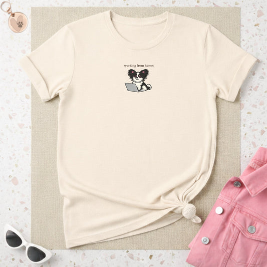 Working from Home Cute Dog with Laptop Illustration Shirt