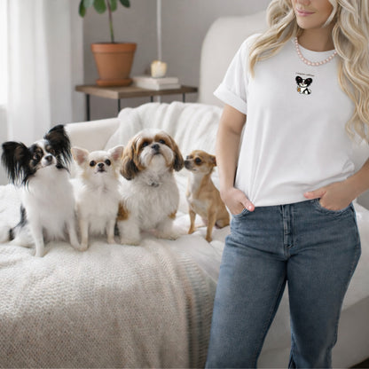 Cute Cartoon Puppy Embroidered White T-Shirt Product