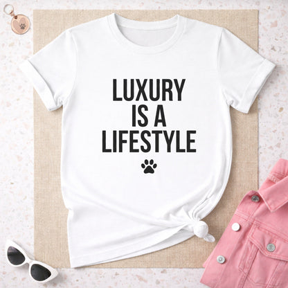 Luxury Is a Lifestyle Graphic Tee with Paw Print