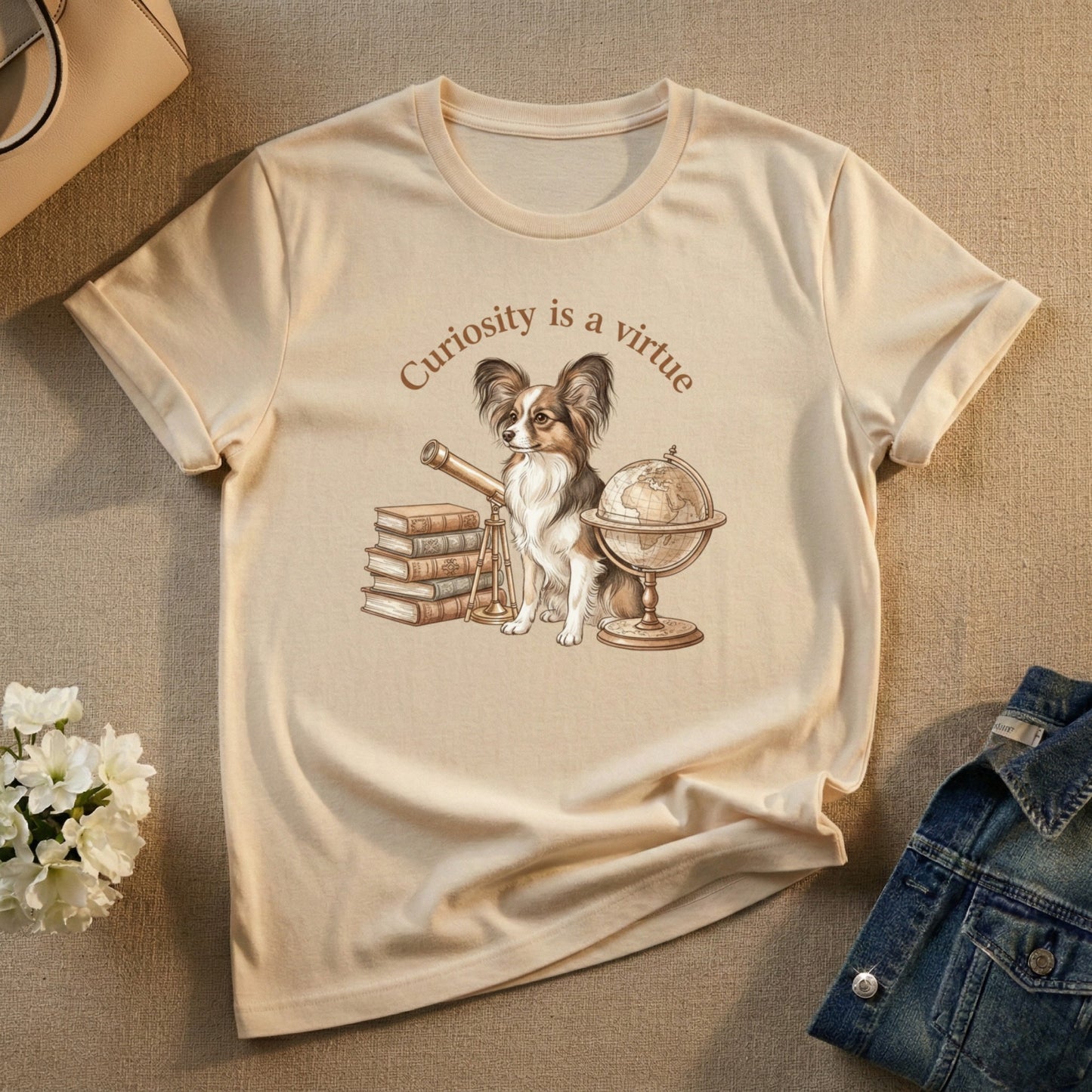 Curiosity is a Virtue Cute Dog Graphic T-shirt
